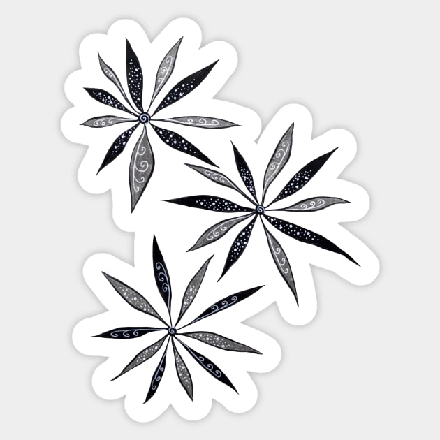 Elegant Thin Flowers With Dots And Swirls Sticker by Boriana Giormova